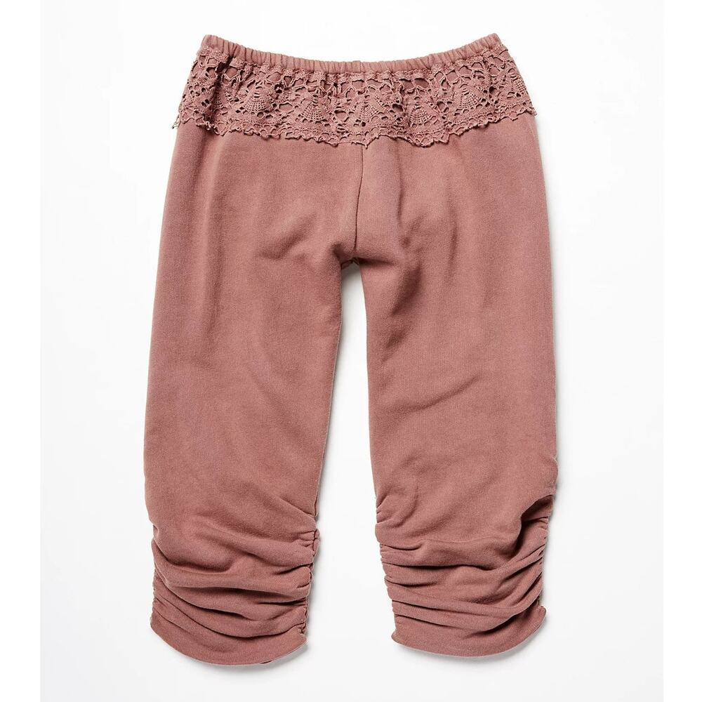 FP One Free People Dance Pant Ruched Lace Crochet Low Rise Prairie Cottagecore - Picture 9 of 11